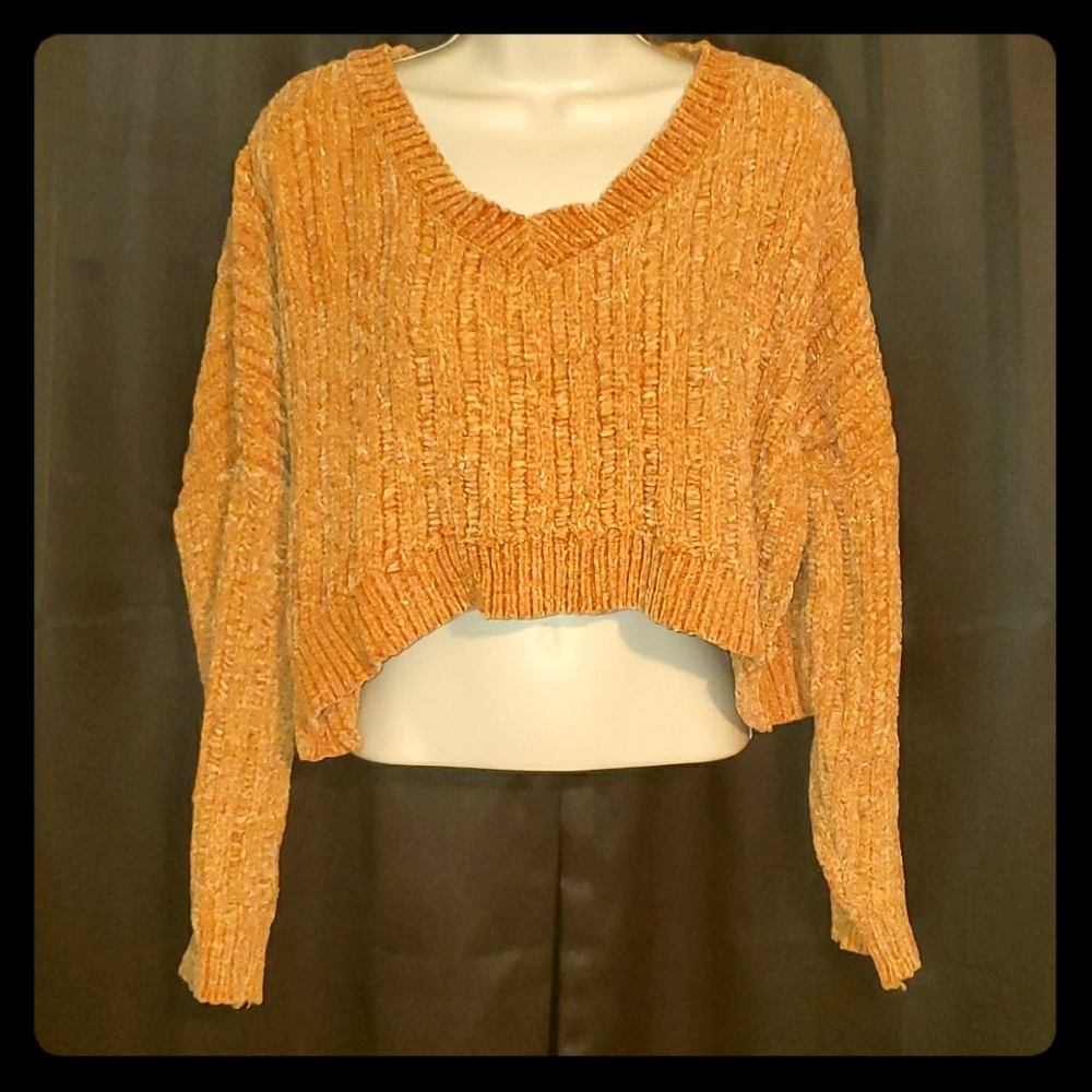 Gold crop top sweater